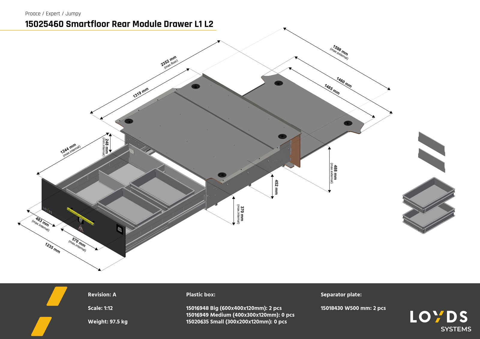 Smartfloor bilinnredning - Bakmodul til Expert, Jumpy, Proace, Scudo og Vivaro - Bild 2